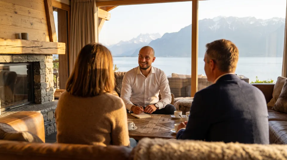 Rendez-vous de conseil dans un intérieur de montagne